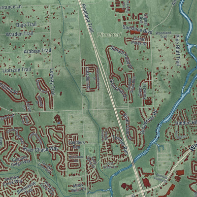Close-up 2 of the Ormond Beach, Florida map artwork