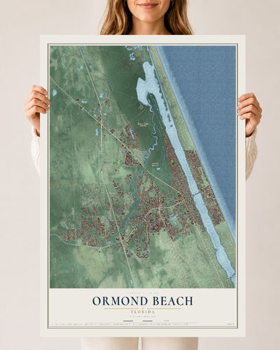 Ormond Beach, Florida map print, 24" x 36" Archival Matte Print mockup