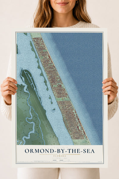 Ormond-by-the-Sea, Florida map print, 18" x 24" Archival Matte Print mockup