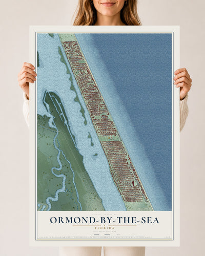 Ormond-by-the-Sea, Florida map print, 24" x 36" Archival Matte Print mockup