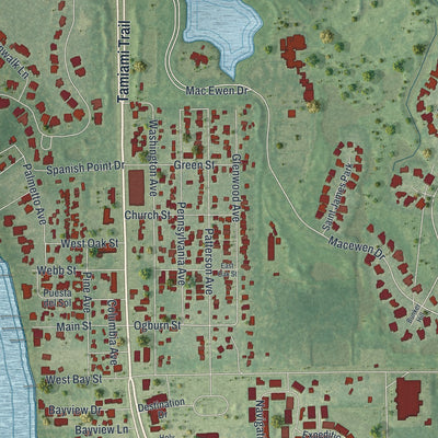 Close-up 2 of the Osprey, Florida map artwork