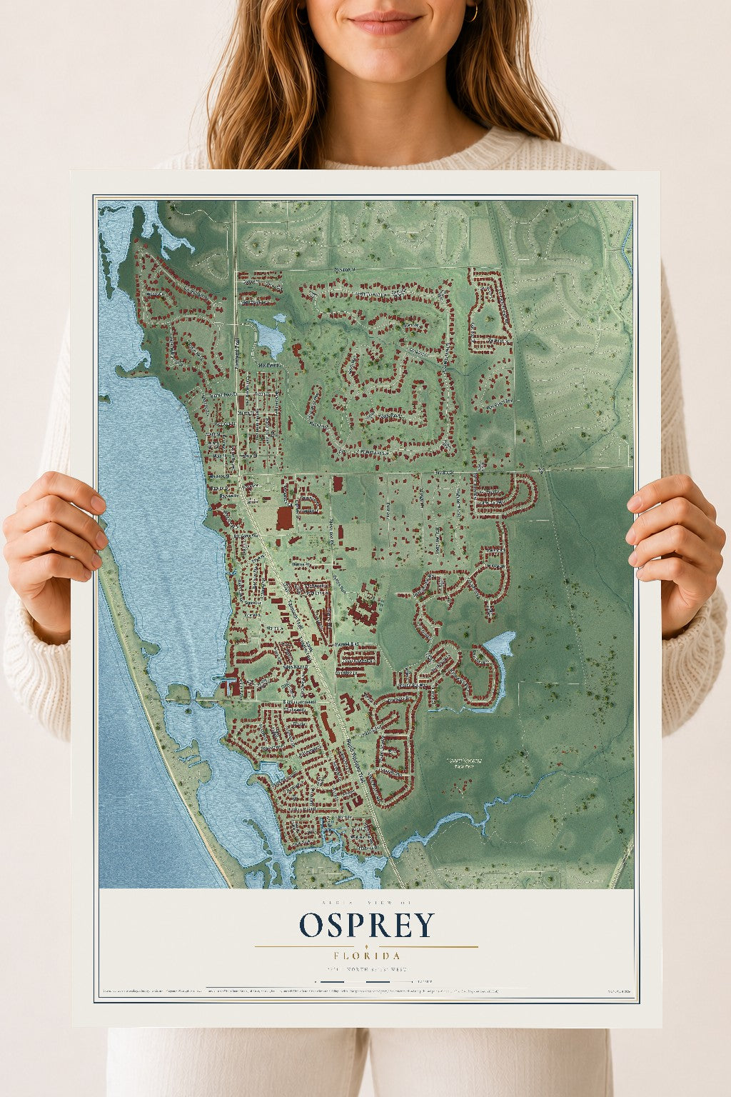 Osprey, Florida map print, 18" x 24" Archival Matte Print mockup