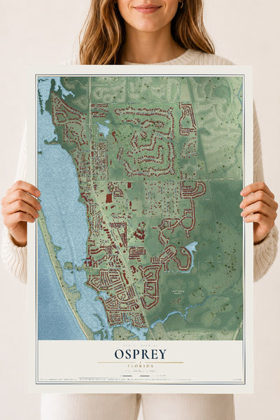 Osprey, Florida map print, 18" x 24" Archival Matte Print mockup