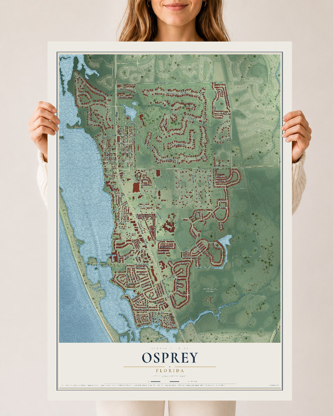 Osprey, Florida map print, 24" x 36" Archival Matte Print mockup