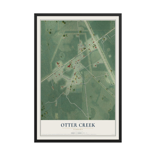Map of Otter Creek, Florida, 12 x 18 inch print in a black wood frame