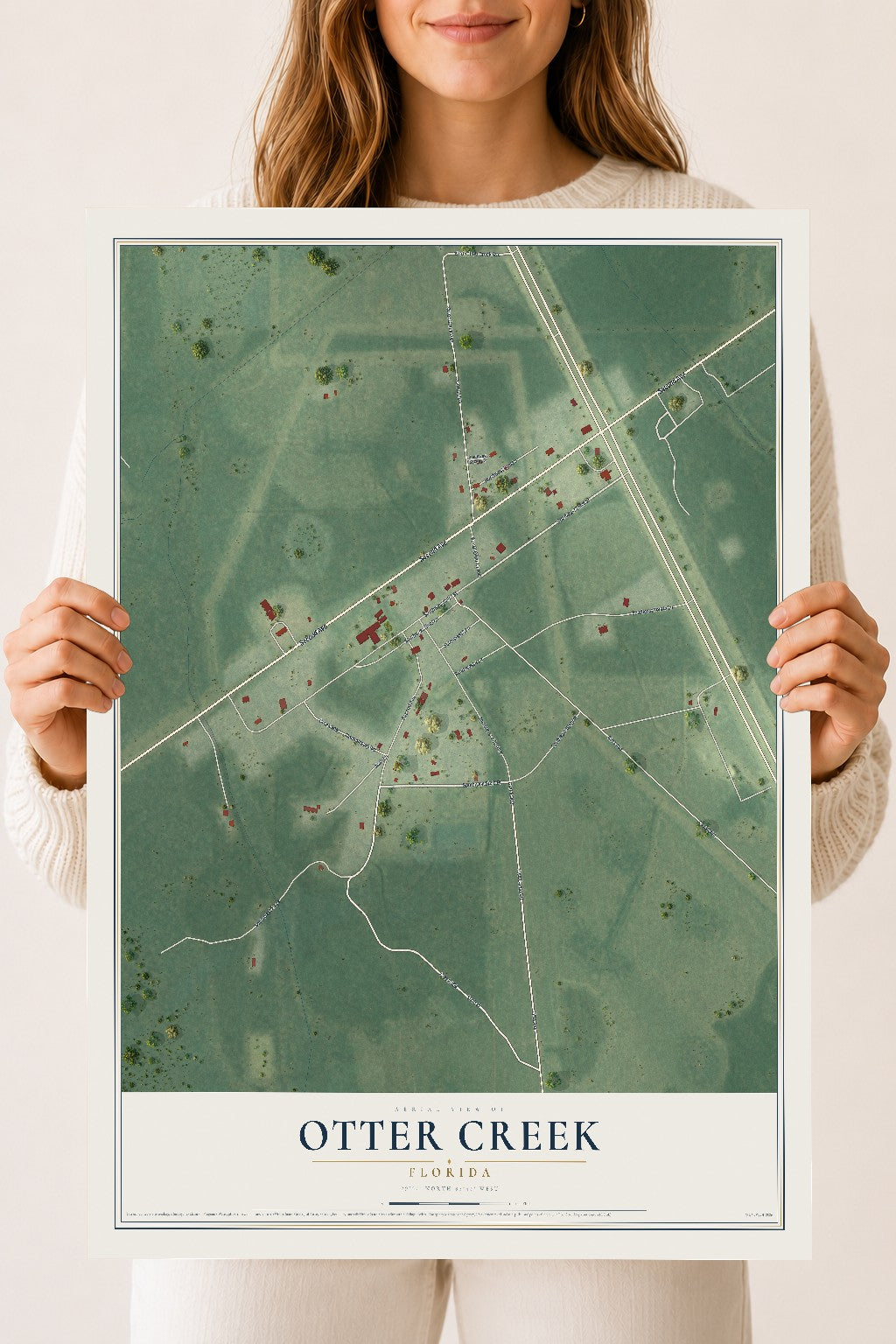 Otter Creek, Florida map print, 18" x 24" Archival Matte Print mockup
