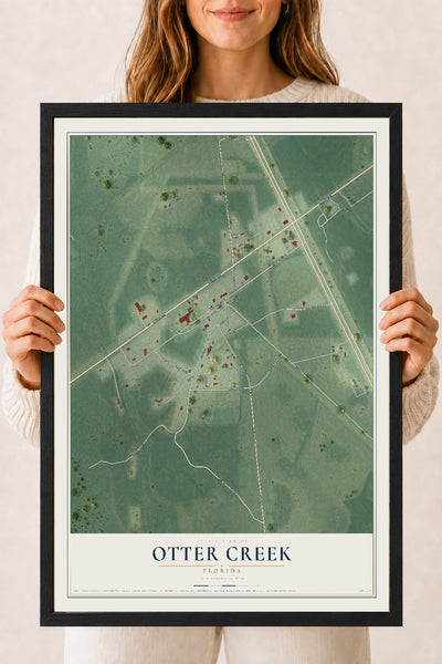 Otter Creek, Florida map print, 18" x 24" W/ Black Ayous Wood Frame mockup