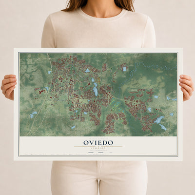 Oviedo, Florida map print, 12" x 18" Archival Matte Print mockup