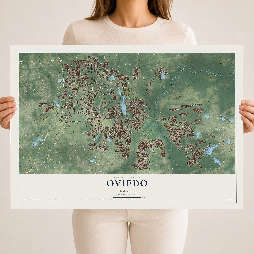 Oviedo, Florida map print, 18" x 24" Archival Matte Print mockup