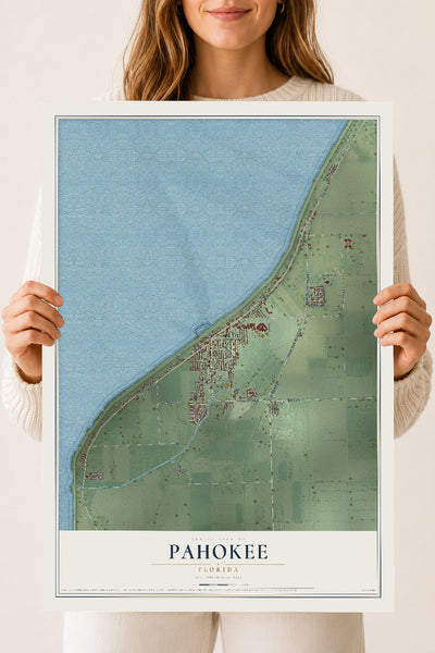 Pahokee, Florida map print, 18" x 24" Archival Matte Print mockup