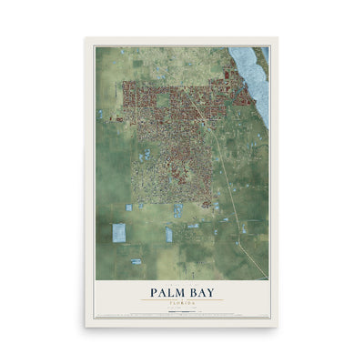Palm Bay, Florida map print, 12" x 18" Archival Matte Print mockup