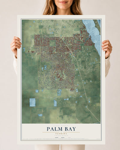 Palm Bay, Florida map print, 24" x 36" Archival Matte Print mockup