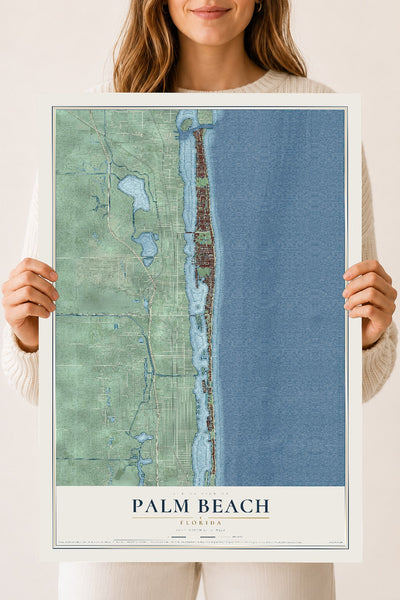 Palm Beach, Florida map print, 18" x 24" Archival Matte Print mockup