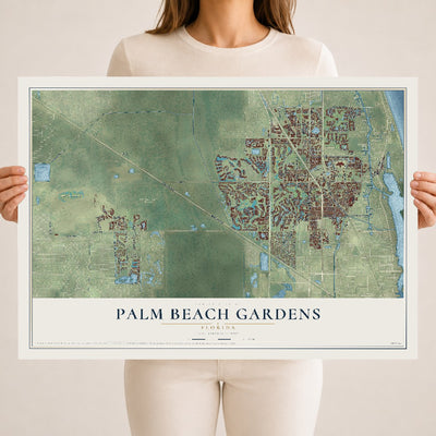 Palm Beach Gardens, Florida map print, 18" x 24" Archival Matte Print mockup