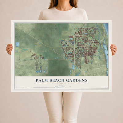 Palm Beach Gardens, Florida map print, 24" x 36" Archival Matte Print mockup