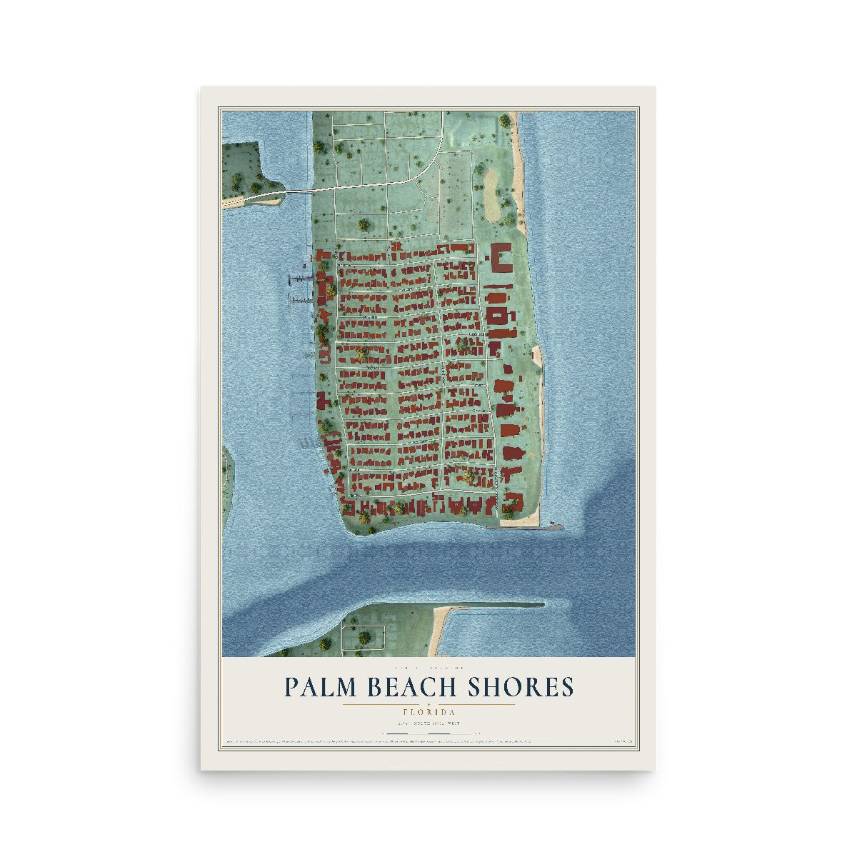 Palm Beach Shores, Florida map print, 12" x 18" Archival Matte Print mockup