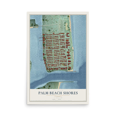 Palm Beach Shores, Florida map print, 12" x 18" Archival Matte Print mockup