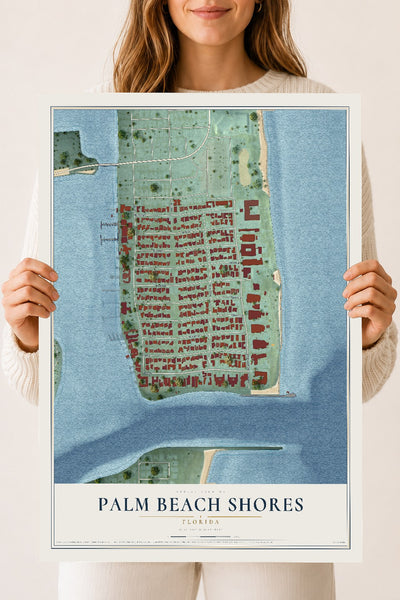 Palm Beach Shores, Florida map print, 18" x 24" Archival Matte Print mockup