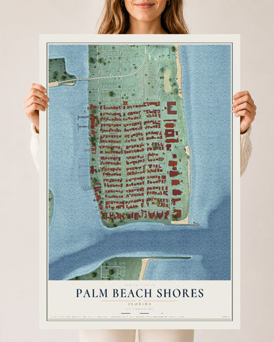 Palm Beach Shores, Florida map print, 24" x 36" Archival Matte Print mockup