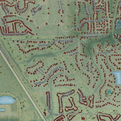 Close-up 2 of the Palm City, Florida map artwork