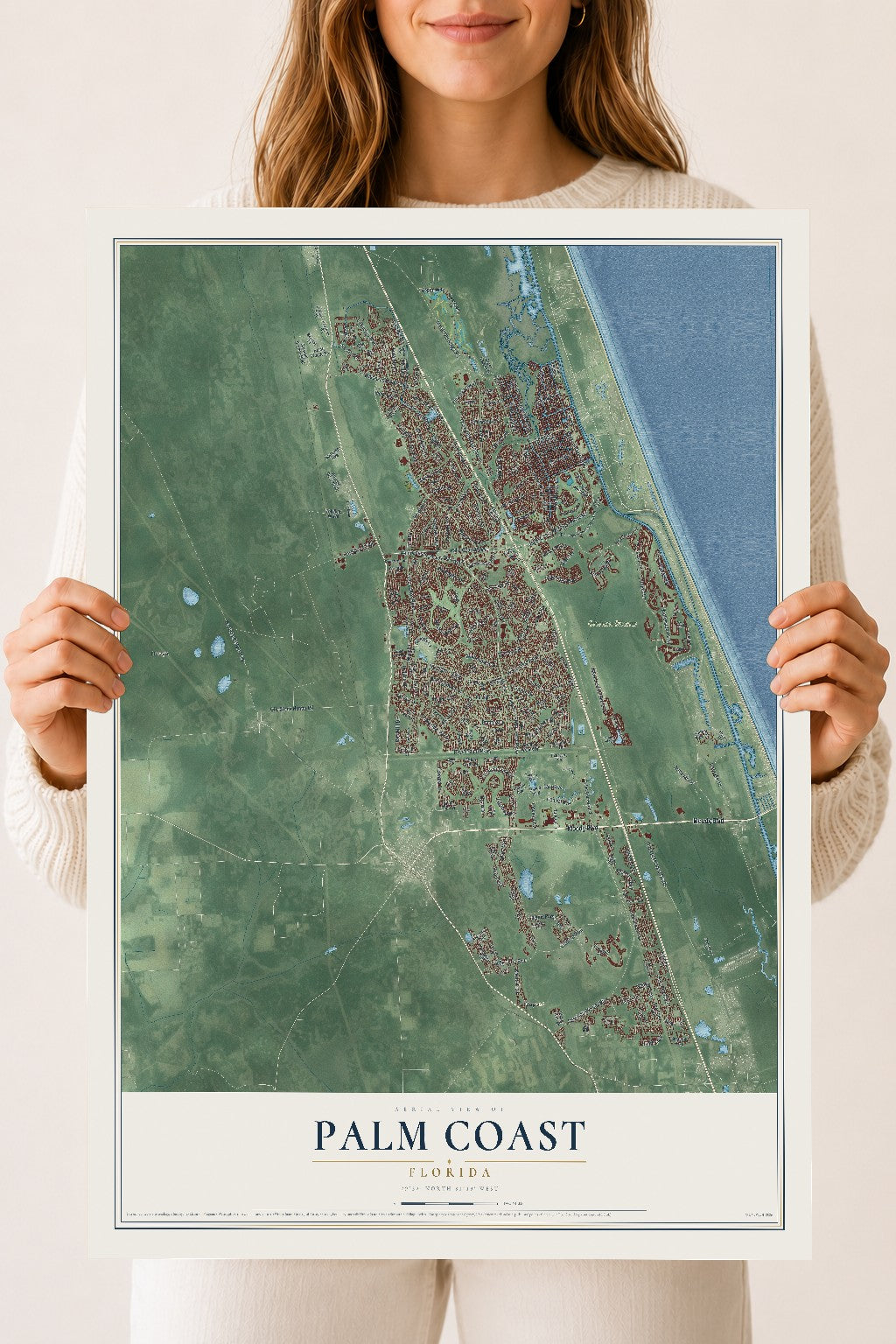 Palm Coast, Florida map print, 18" x 24" Archival Matte Print mockup