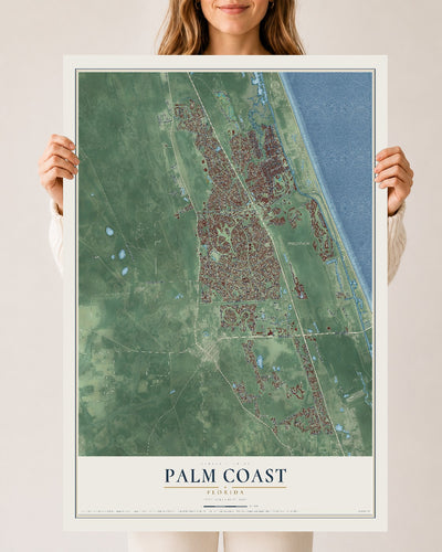 Palm Coast, Florida map print, 24" x 36" Archival Matte Print mockup