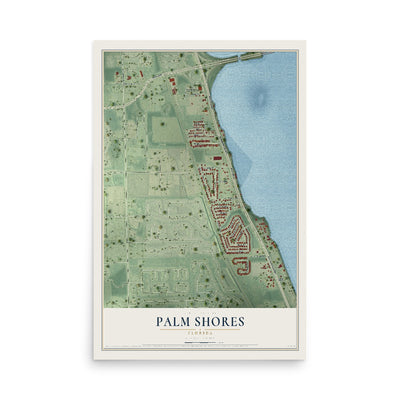 Palm Shores, Florida map print, 12" x 18" Archival Matte Print mockup