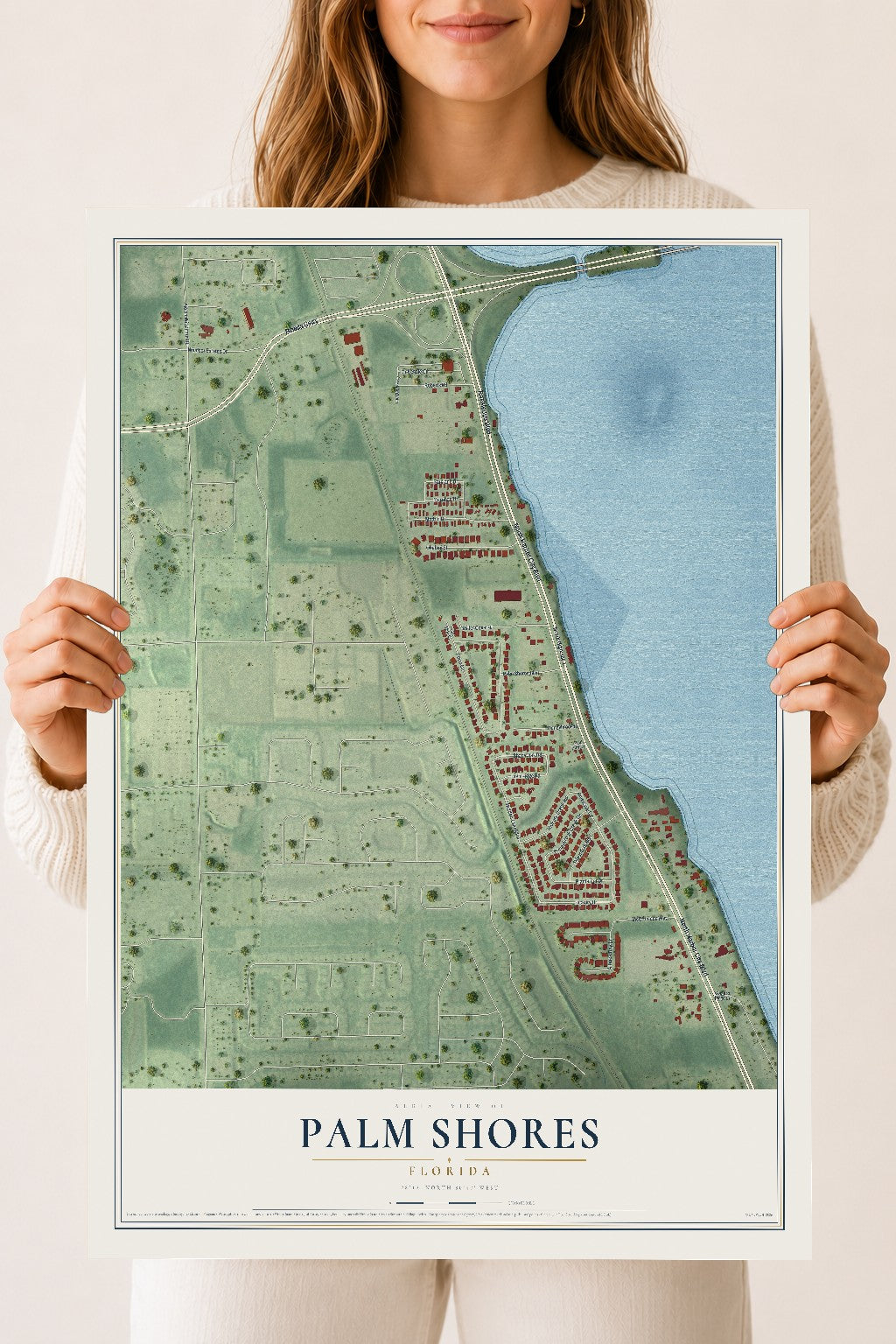 Palm Shores, Florida map print, 18" x 24" Archival Matte Print mockup