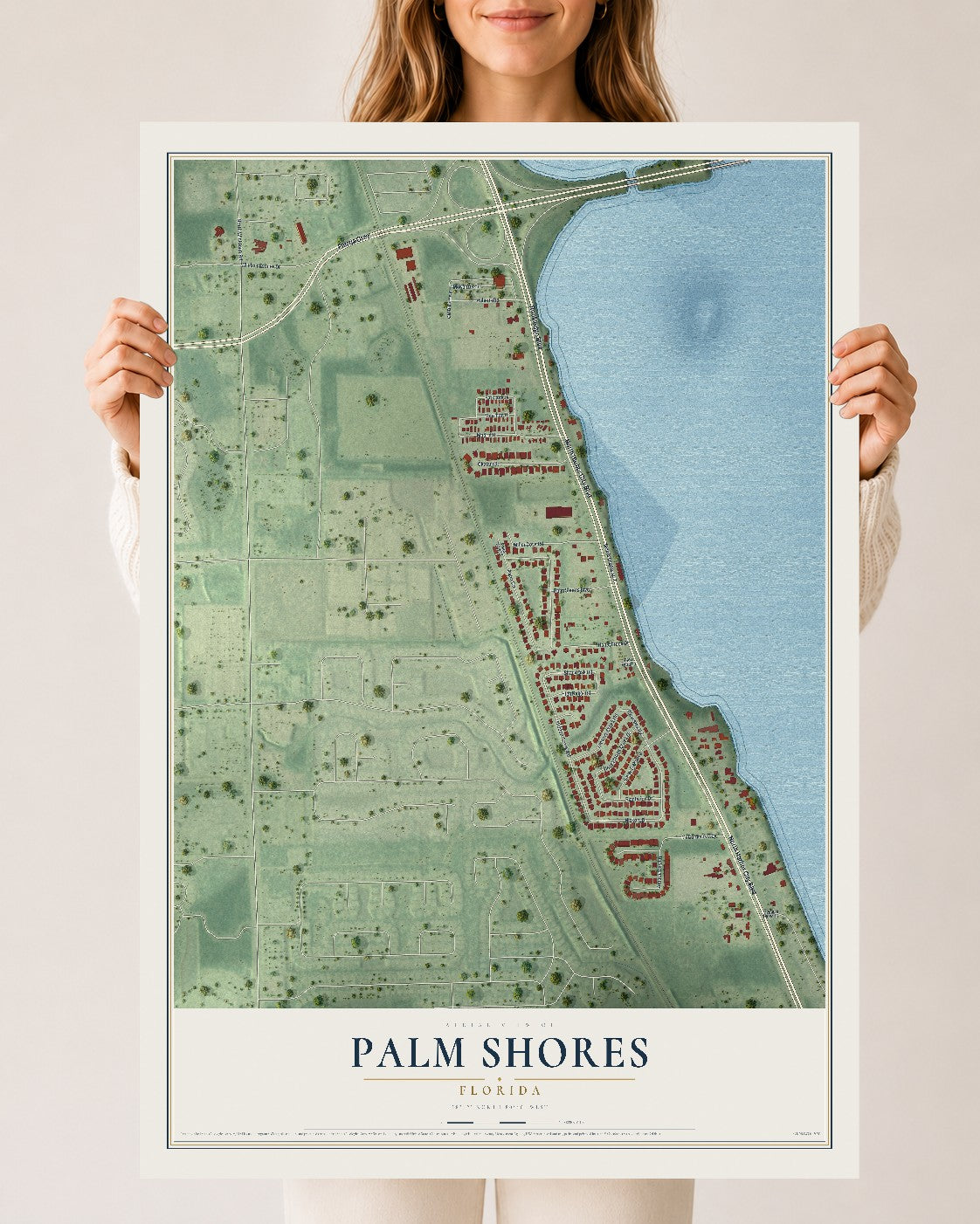 Palm Shores, Florida map print, 24" x 36" Archival Matte Print mockup