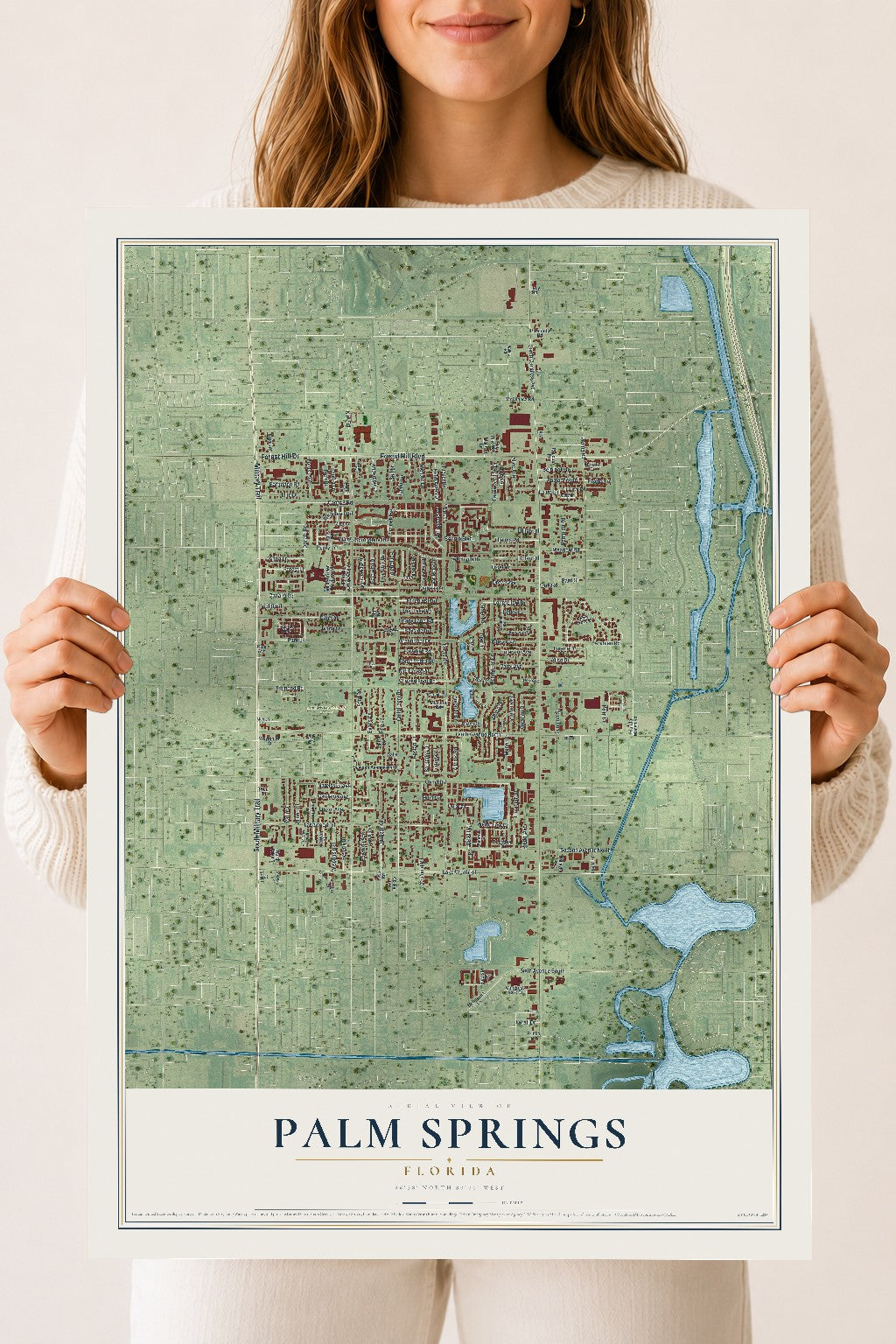 Palm Springs, Florida map print, 18" x 24" Archival Matte Print mockup