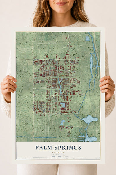 Palm Springs, Florida map print, 18" x 24" Archival Matte Print mockup