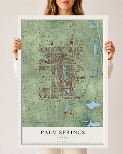 Palm Springs, Florida map print, 24" x 36" Archival Matte Print mockup