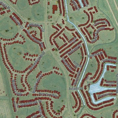 Close-up of the map of Palmer Ranch, Florida print showing street and building detail