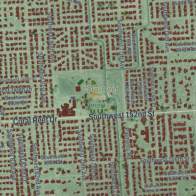 Close-up 2 of the Palmetto Bay, Florida map artwork