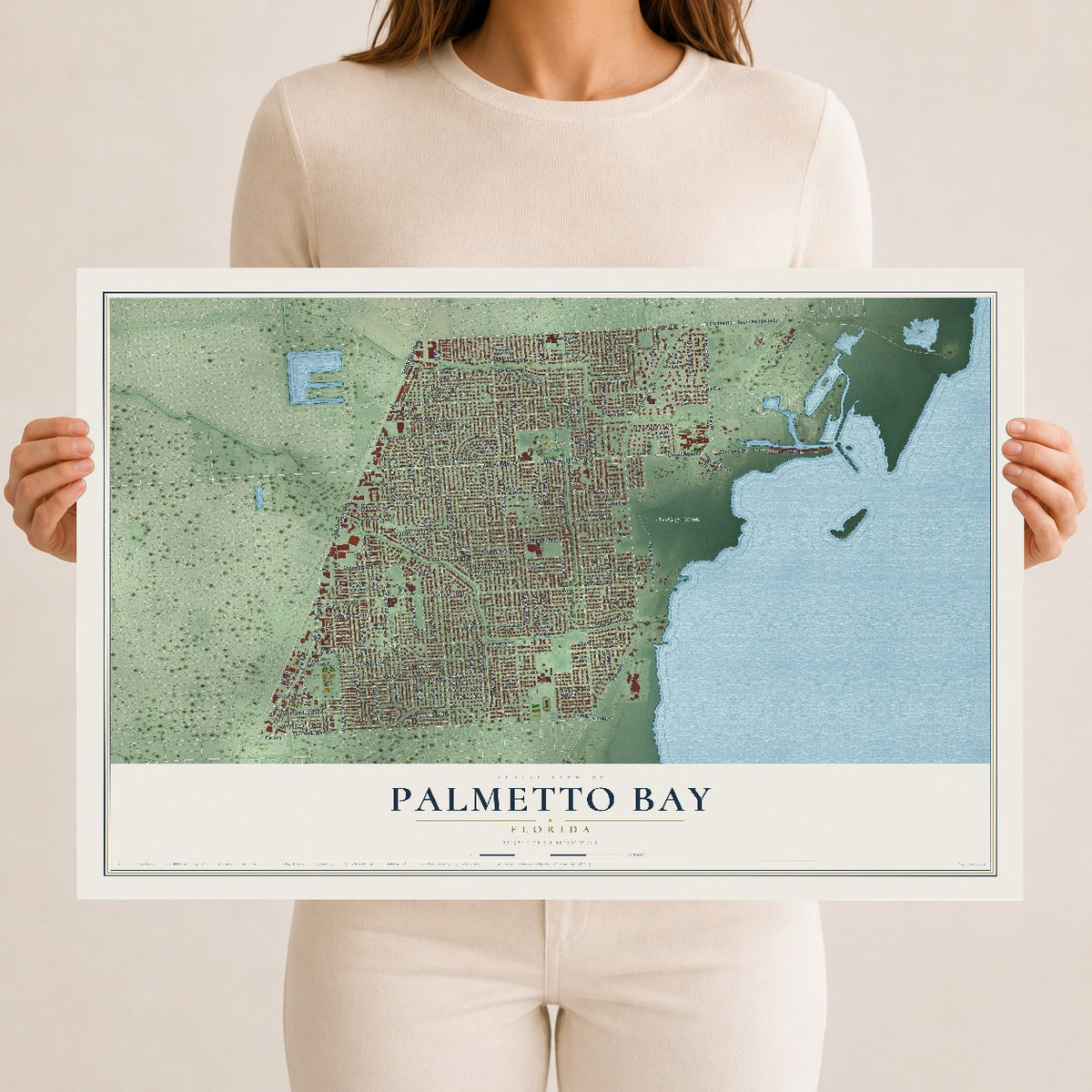 Palmetto Bay, Florida map print, 12" x 18" Archival Matte Print mockup