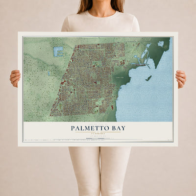 Palmetto Bay, Florida map print, 24" x 36" Archival Matte Print mockup