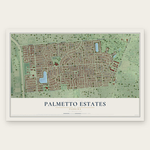 Palmetto Estates, Florida map print, the full design