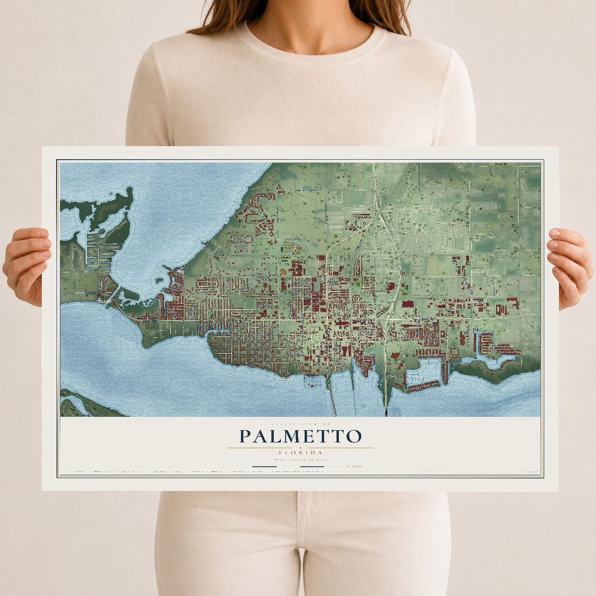 Palmetto, Florida map print, 12" x 18" Archival Matte Print mockup