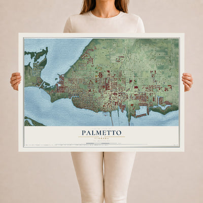 Palmetto, Florida map print, 24" x 36" Archival Matte Print mockup