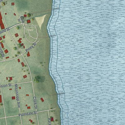 Close-up of the map of Panacea, Florida print showing street and building detail