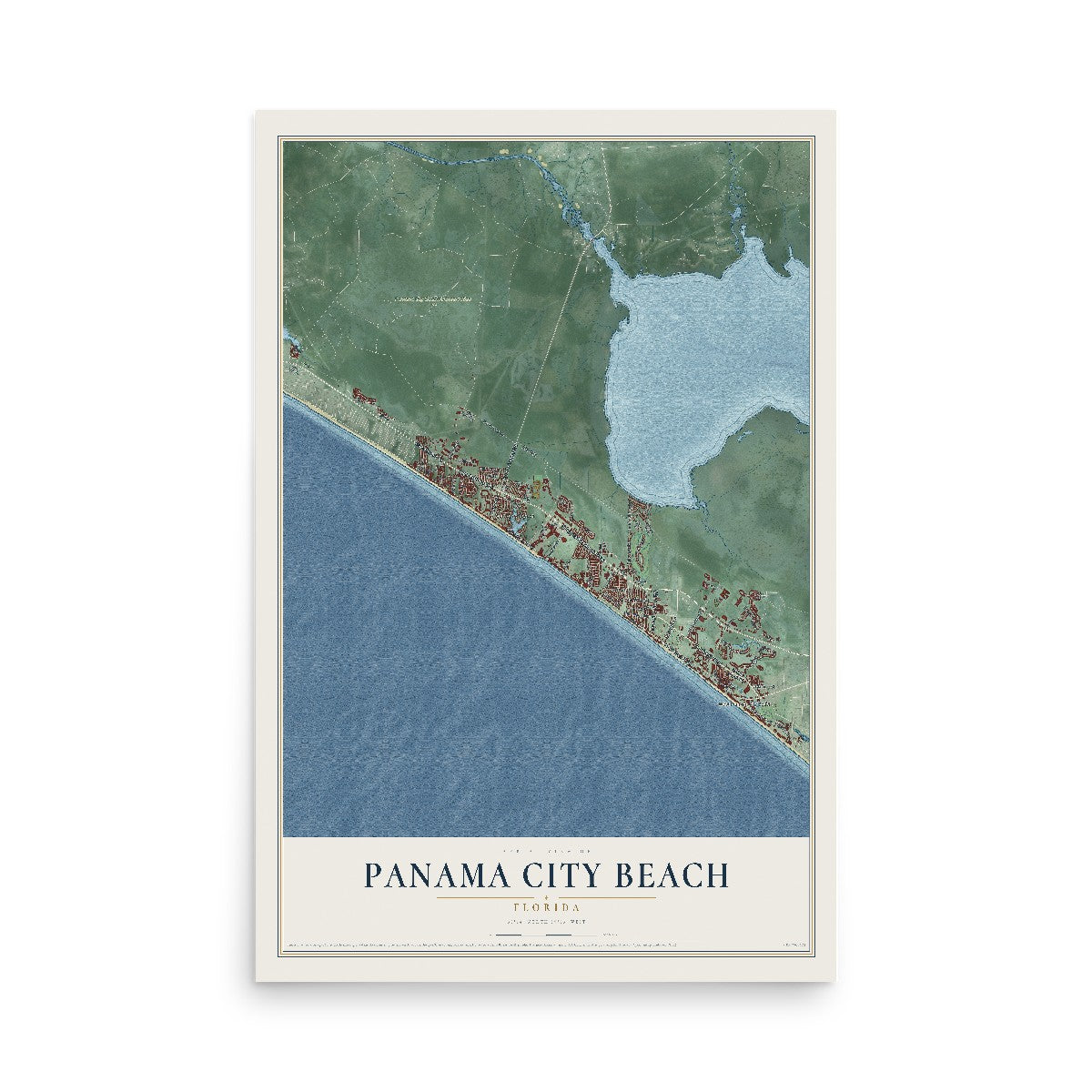 Panama City Beach, Florida map print, 12" x 18" Archival Matte Print mockup