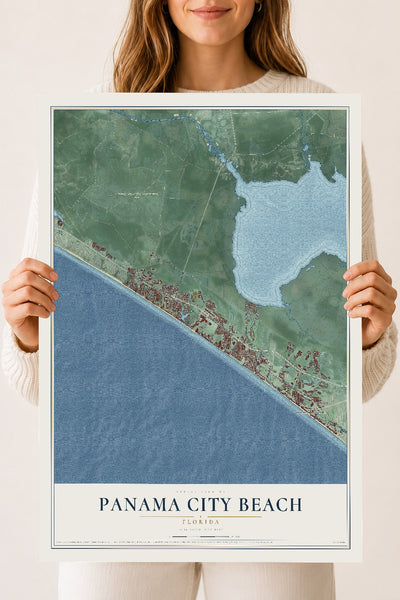 Panama City Beach, Florida map print, 18" x 24" Archival Matte Print mockup