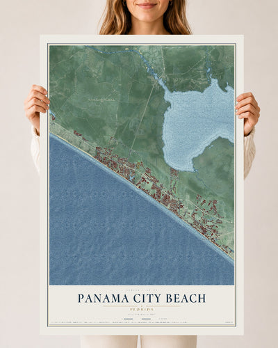 Panama City Beach, Florida map print, 24" x 36" Archival Matte Print mockup