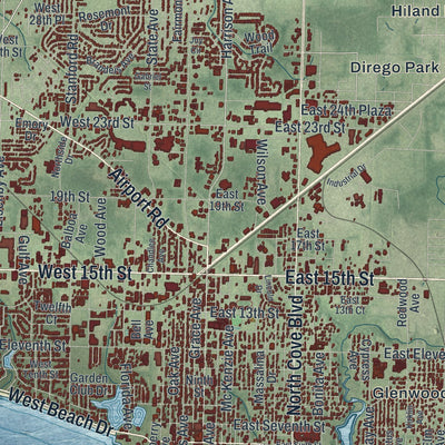 Close-up 1 of the Panama City, Florida map artwork