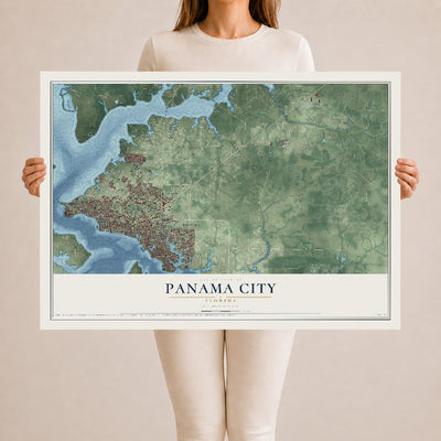 Panama City, Florida map print, 24" x 36" Archival Matte Print mockup