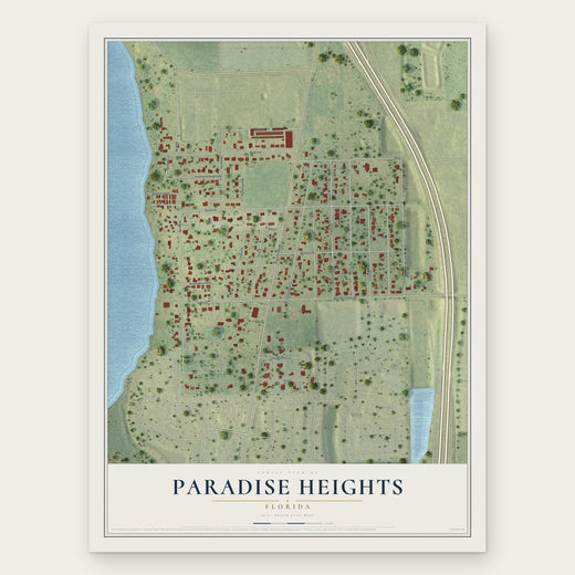 Paradise Heights, Florida map print, the full design