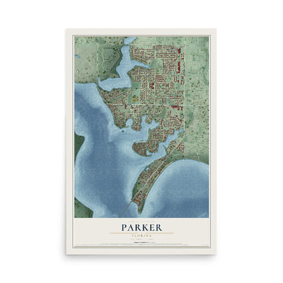 Parker, Florida map print, 12" x 18" Archival Matte Print mockup