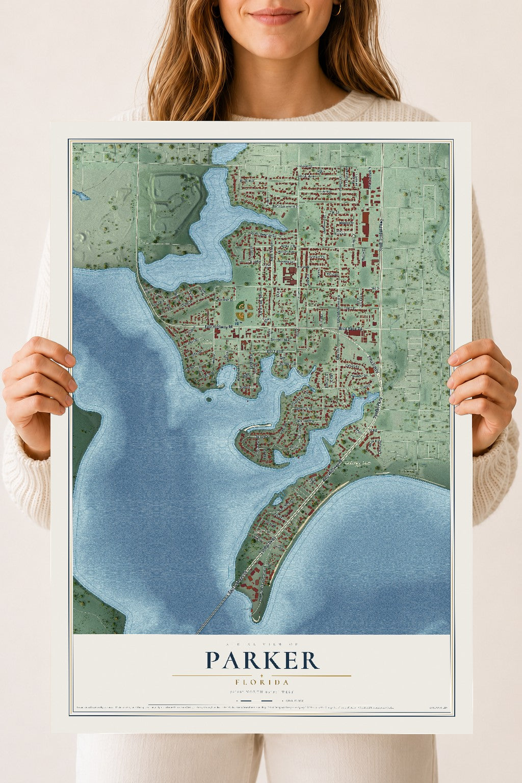 Parker, Florida map print, 18" x 24" Archival Matte Print mockup