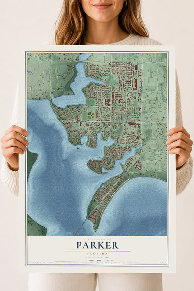 Parker, Florida map print, 18" x 24" Archival Matte Print mockup