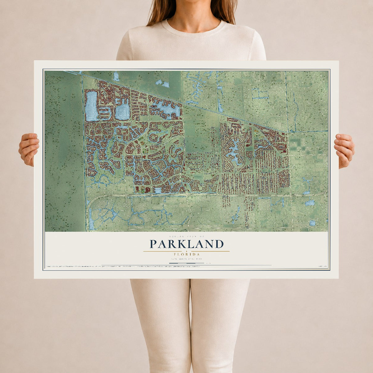 Parkland, Florida map print, 24" x 36" Archival Matte Print mockup